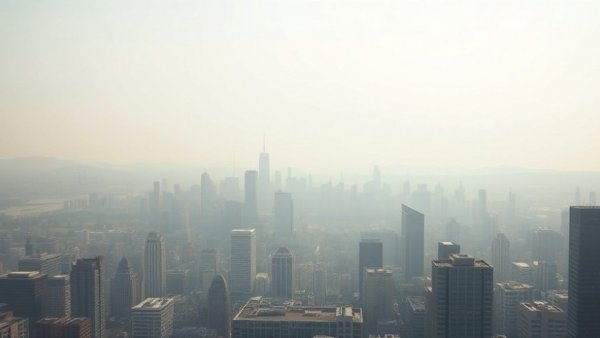 Hazy view of city skyline reflecting Colorado business leaders economic outlook.