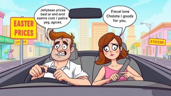 Cartoon highlighting Easter spending inflation with rising prices.