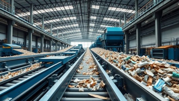 Industrial recycling facility in Colorado with active conveyor belts