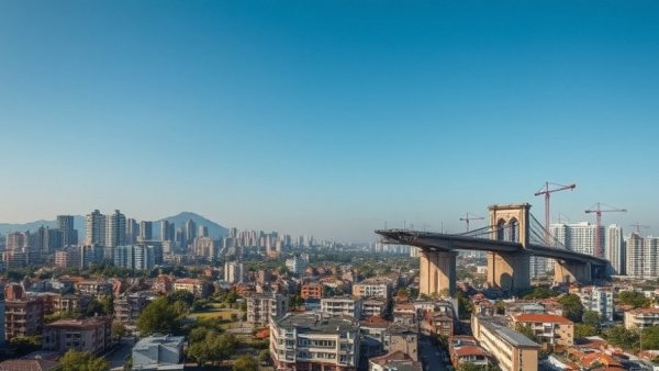 Urban area with damaged bridge and dense buildings, Trump ultimatum Iran context.