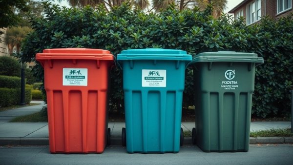 Trash bins on street raise awareness of homeowners association fines.