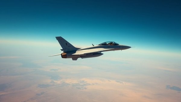 Fighter jet in clear sky during US Airman rescue operation in Iran.