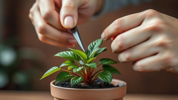 Precision in plant trimming symbolizing care in improving healthcare systems.