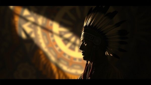 Abstract First Nations leadership representation with symbolic elements