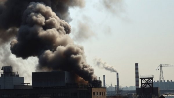 Plume of smoke from building amid US-Israeli strikes on Iranian infrastructure.