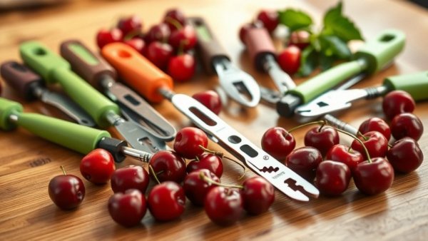 Top view of the best cherry pitters on wood surface