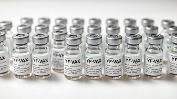Next-gen yellow fever vaccine vials neatly arranged.