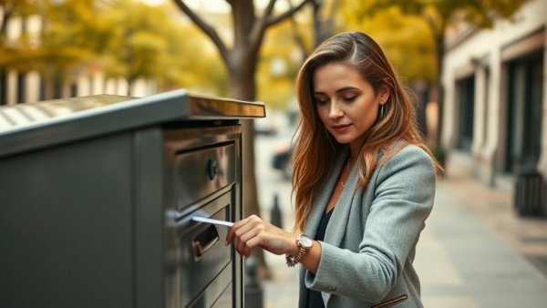 Woman places ballot in drop box, Lakewood zoning repeal voting.