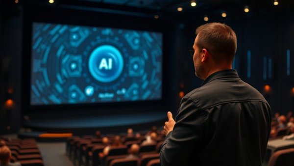 Conference presentation on AI challenges and management strategies