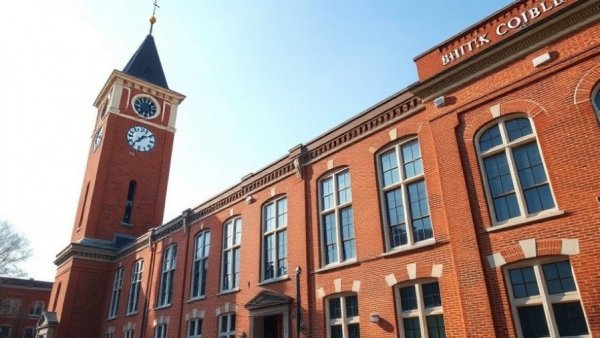 Historic clock tower at South High School in bright daylight, showcasing architectural heritage.