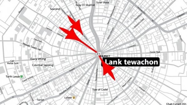 Denver traffic map with lane reduction warning, city streets highlighted.