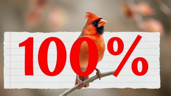 Bird identification quiz: Cardinal and '100%' on paper