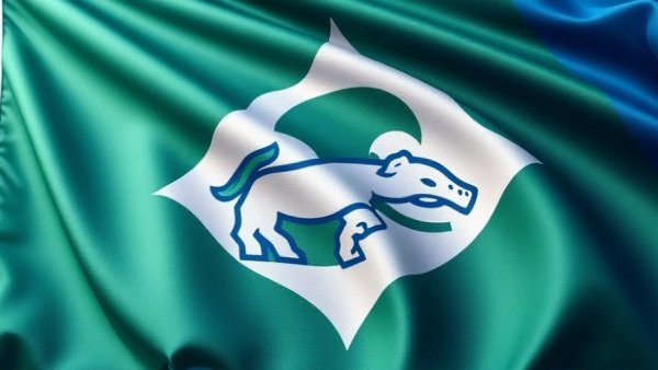 Yukon flag emblem waving in bright light.