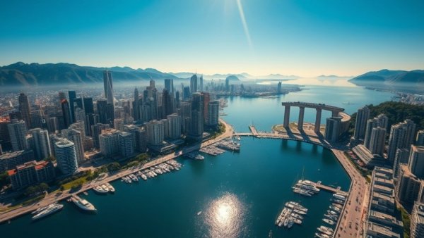 Aerial view of Vancouver cityscape and marina with BC Capital Raising Index in mind.