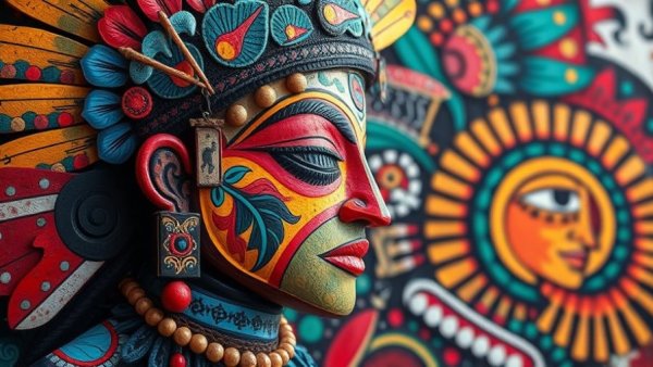 Indigenous art symbolizing the K’ómoks Treaty Act, vibrant painting.