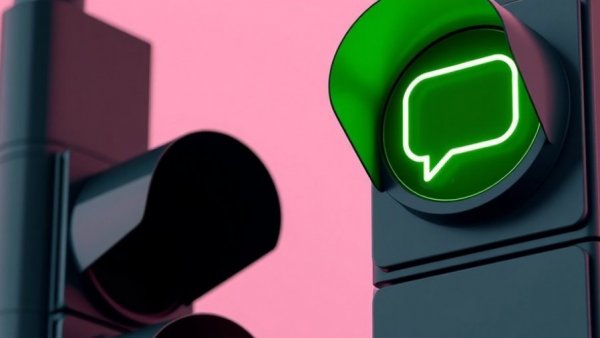 Traffic light with green speech bubble, conversation starters.