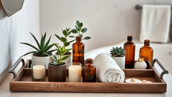 Elegant bathroom tray ideas 2026 featuring decor elements and soft lighting.