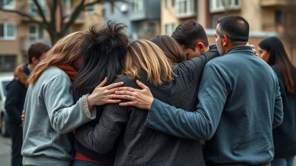 Group embracing in consolation after Louisiana mass shooting