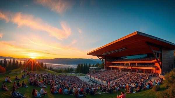 Open-air amphitheater in Vancouver BC hosting a large outdoor event.