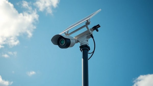 Solar-powered surveillance camera under blue sky represents Colorado surveillance technology regulation.