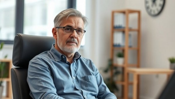 Attentive man learning about menopause in a supportive consultation.
