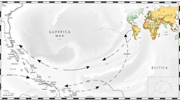 Educational split image showing Gulf Stream map and historical figure for environmental trivia quiz.