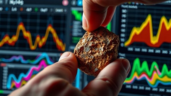 Human hand studying rock sample with 3D graphs, AI needs humans behind it.