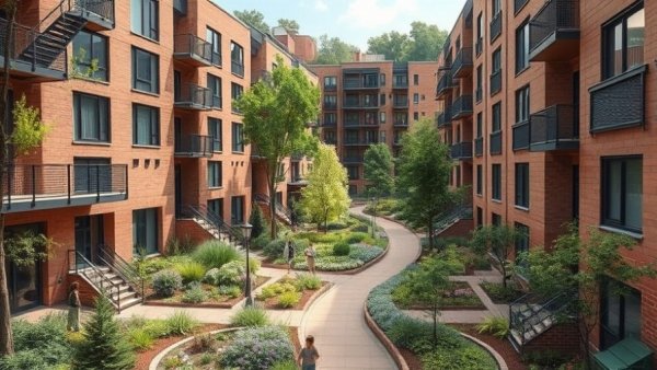 Modern community-focused housing in Vancouver, lush greenery.