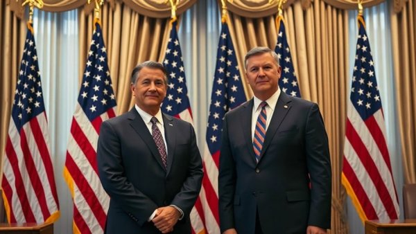 Iran talks scene with diplomats under USA flags.