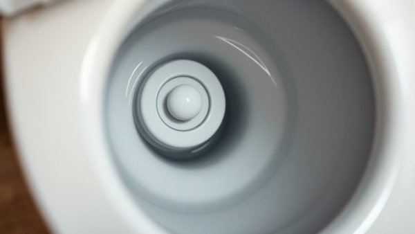 Close-up of toilet refill valve and tank interior.