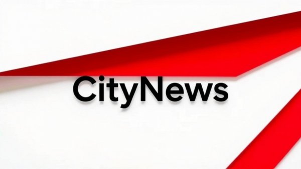 CityNews logo on white and red abstract background