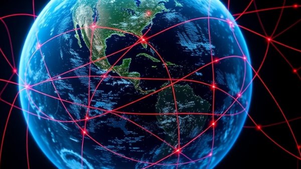 Digital Earth with data lines depicting Canada cloud security complexity.