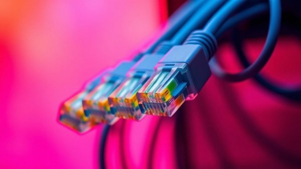 Vivid Ethernet cables demonstrating high performance with pink background.