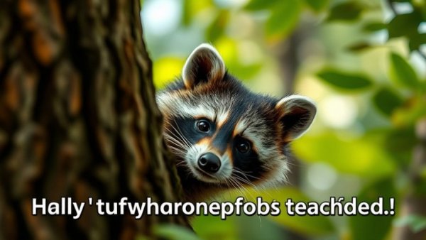 Humorous animal identification quiz with raccoon peeking.