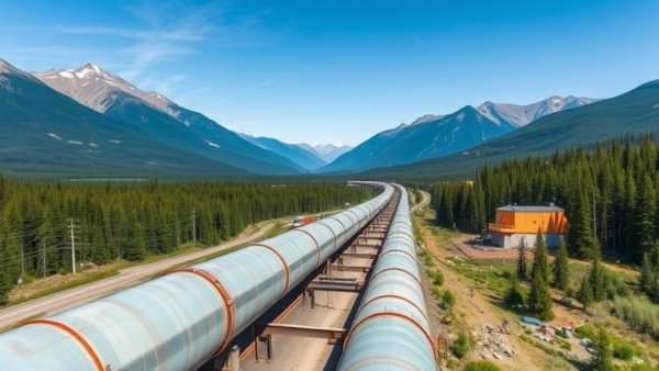 Scenic B.C. landscape with a natural gas pipeline.