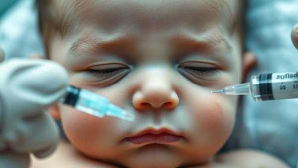 Newborn receiving injection in hospital, related to Denver health news.