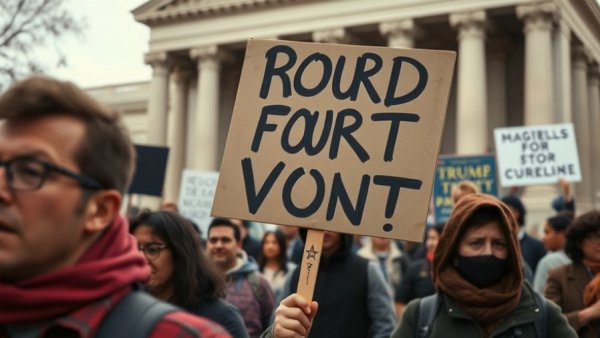 Protesters with a sign express concerns during Musk v. Altman trial impact on AI jobs.