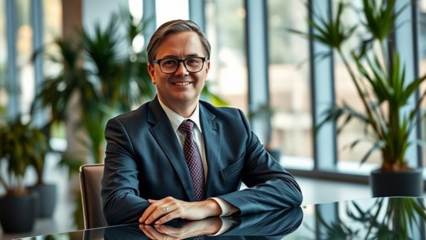 Professional man in office, Canada's economic diversification efforts focus.