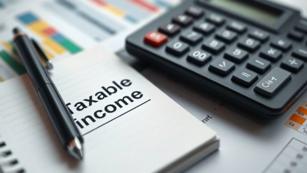 2026 Taxable Income notepad with pen and calculator.