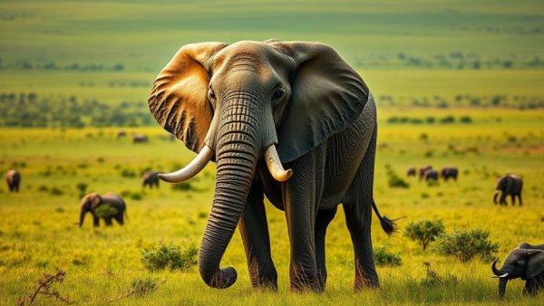 Discover Your Inner Animal: Majestic elephant in a lush savannah.