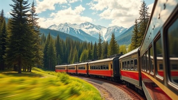 Passenger rail service North Vancouver Whistler through lush mountains.