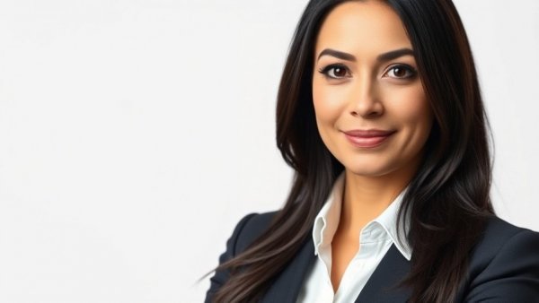 Professional woman in a suit with CBC Vancouver logo, confident look.