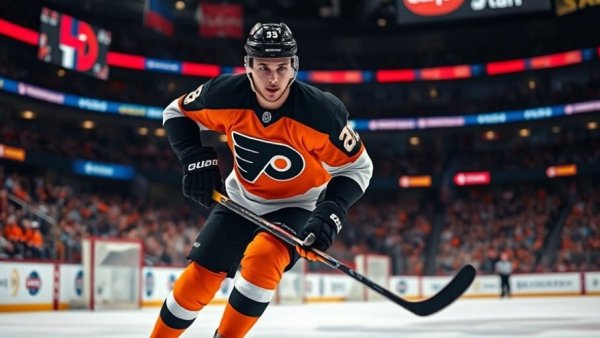 Philadelphia Flyers player focused on ice, showing playoff strategy.