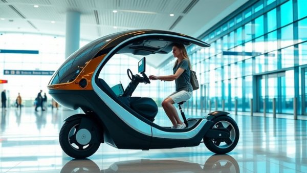 Futuristic technology at Vancouver airport with personal transport.