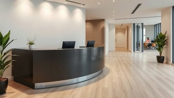 Modern Denver coworking space reception with sleek design