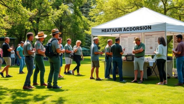 Park rangers interacting at Denver Mutual Aid Monday donation tent