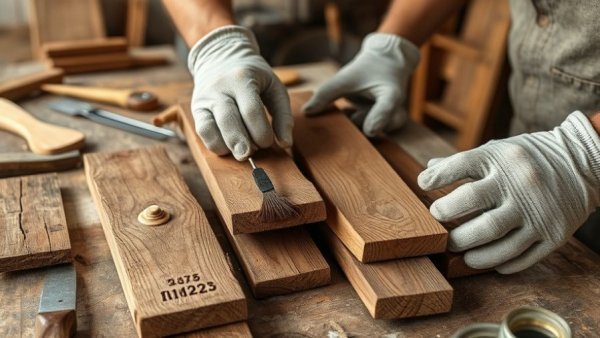 Rustic scrap wood boards in a workshop setting