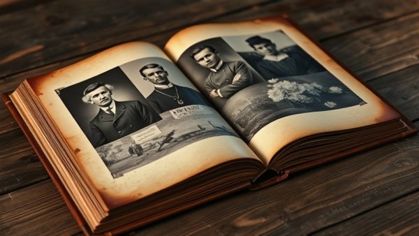 Vintage photo album with historical portraits, reflecting longevity risk early retirement