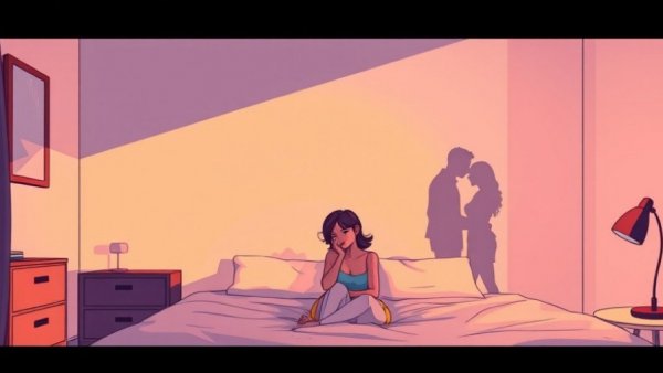 Illustration of woman contemplating infidelity and emotional recovery.