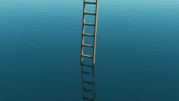 Ladder in blue water showing calmness for how to stop stressing.
